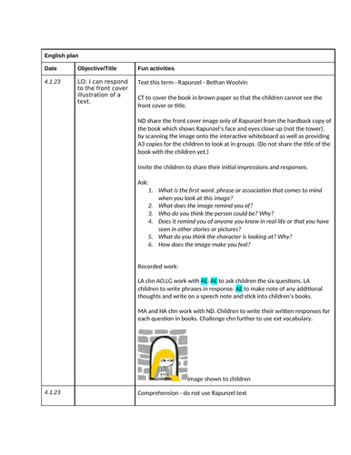 Rapunzel planning Year 2