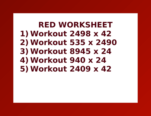 RED WORKSHEET 1