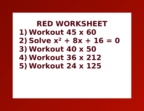 RED WORKSHEET 2 | Teaching Resources
