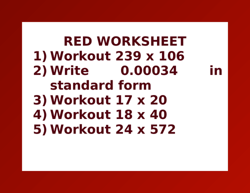 RED WORKSHEET 3