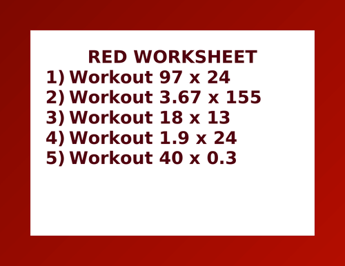 RED WORKSHEET 4