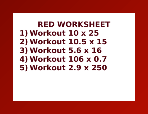 RED WORKSHEET 6