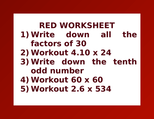 RED WORKSHEET 7