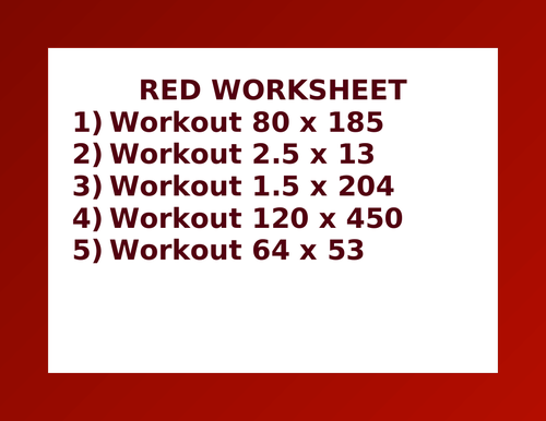 RED WORKSHEET 8