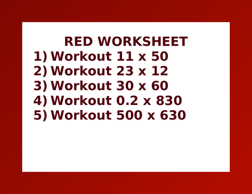 RED WORKSHEET 9