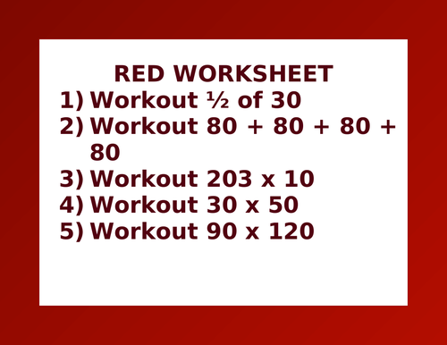 RED WORKSHEET 10