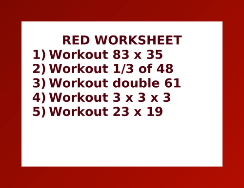 RED WORKSHEET 12