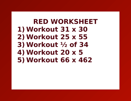 RED WORKSHEET 13