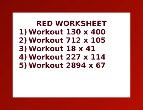 RED WORKSHEET 17