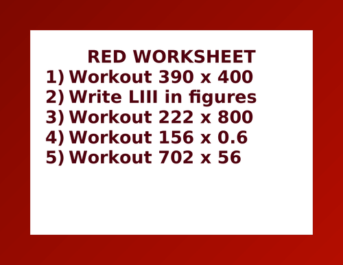 RED WORKSHEET 18