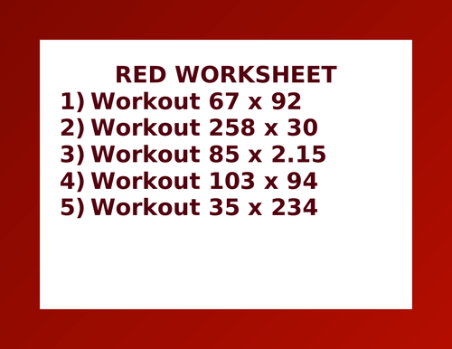 RED WORKSHEET 21