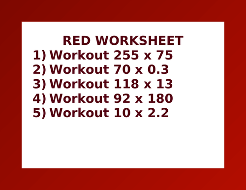 RED WORKSHEET 25