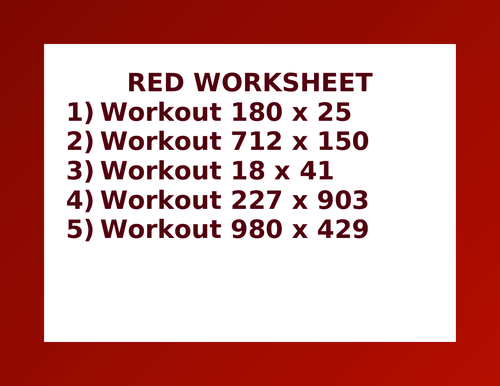 RED WORKSHEET 30