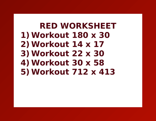 RED WORKSHEET 31