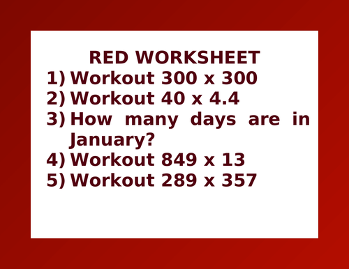 RED WORKSHEET 32