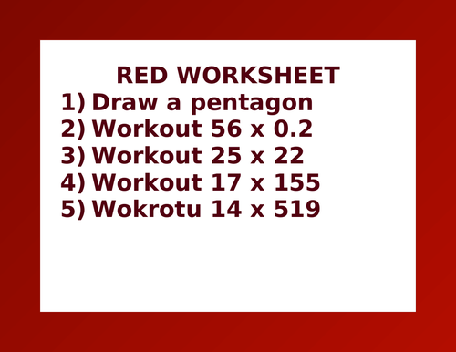 RED WORKSHEET 34