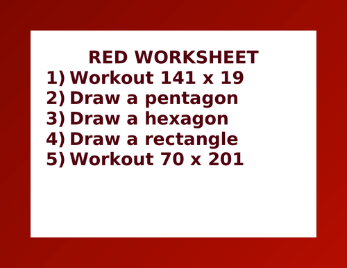 RED WORKSHEET 50