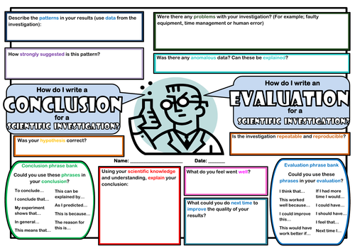 KS3 Evaluation and Conclusion writing Workmat