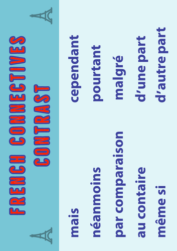 French GCSE Poster Connectives A4 Poster 5: Contrast