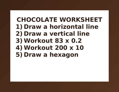 CHOCOLATE WORKSHEET 6