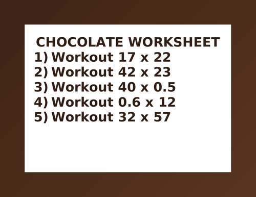 CHOCOLATE WORKSHEET 7