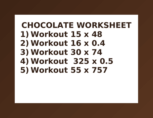 CHOCOLATE WORKSHEET 8