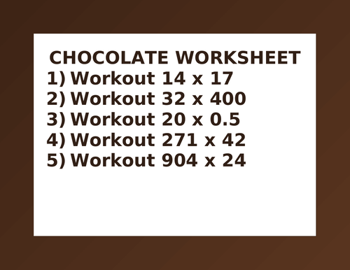 CHOCOLATE WORKSHEET 11