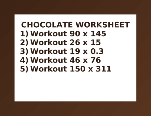 CHOCOLATE WORKSHEET 19