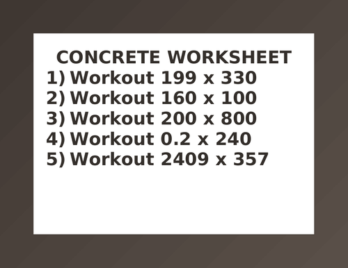 CONCRETE WORKSHEET 32