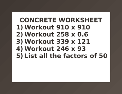 CONCRETE WORKSHEET 36