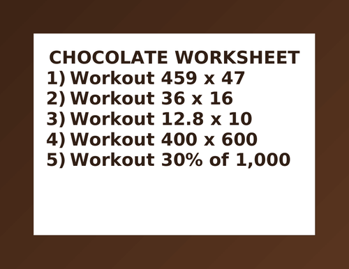 CHOCOLATE WORKSHEET 51