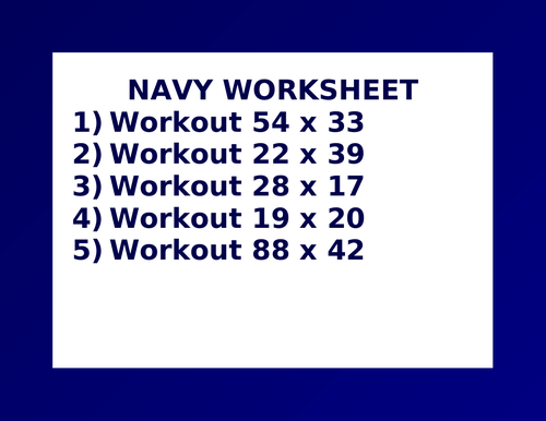 NAVY WORKSHEET 22