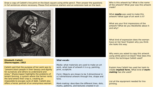 Lino printing Artist Analysis Worksheet