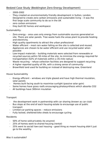 BedZed Example of Sustainable Living Case Study