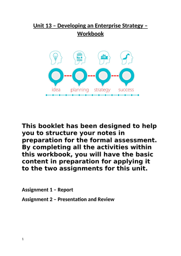 Unit 13 Developing an Enterprise Strategy Workbook