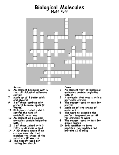 Biological  molecules crossword
