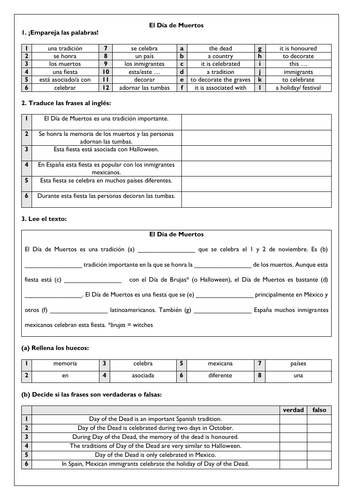 Festivals & Customs - Día de Muertos - Spanish KS3 GCSE