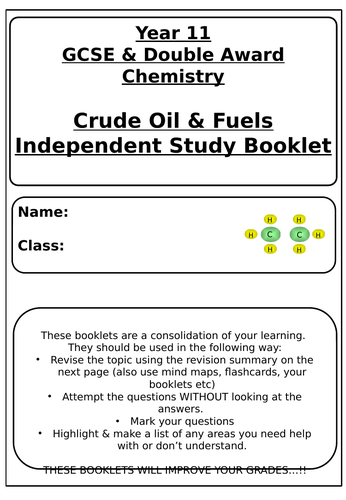 GCSE Chemistry Independent Study Booklet Crude Oil