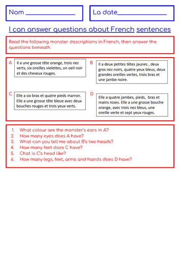 Simple French comprehension