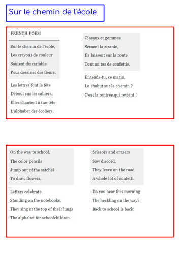 French poem - comprehension