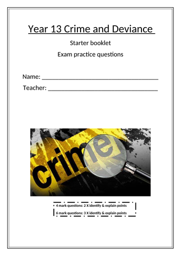 Sociology AQA Y13 Crime & Deviance and Theory exam practice booklet