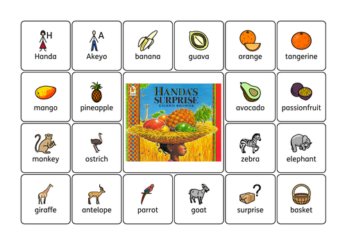 Handa's Surprise Key Vocabulary Wordmat with Widgit Symbols (SEND)