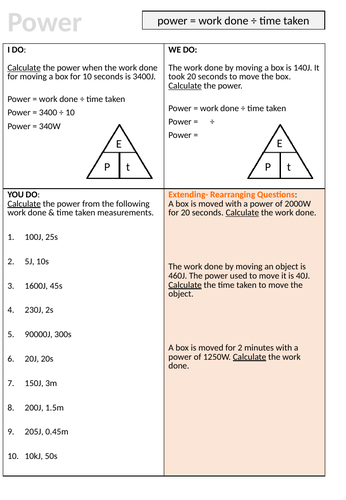 Power Equation Faded Practice