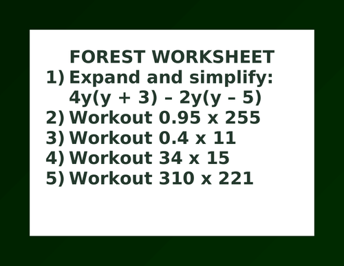 FOREST WORKSHEET 5