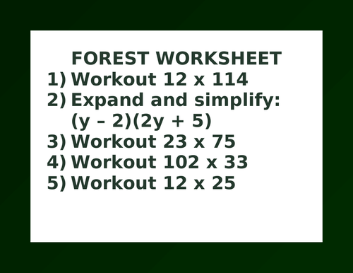 FOREST WORKSHEET 6