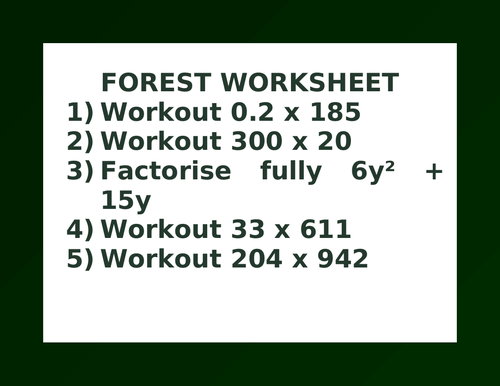 FOREST WORKSHEET 10