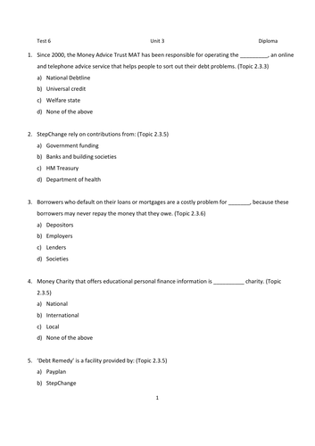 LIBF - Unit 3 - Diploma - MCQ Test 6