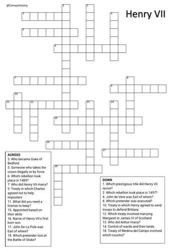 Henry VII Crossword Teaching Resources