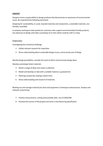 Project outline | Teaching Resources