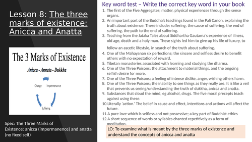 Lesson 8: The three marks of existence: Anicca and Anatta